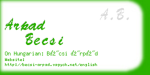 arpad becsi business card